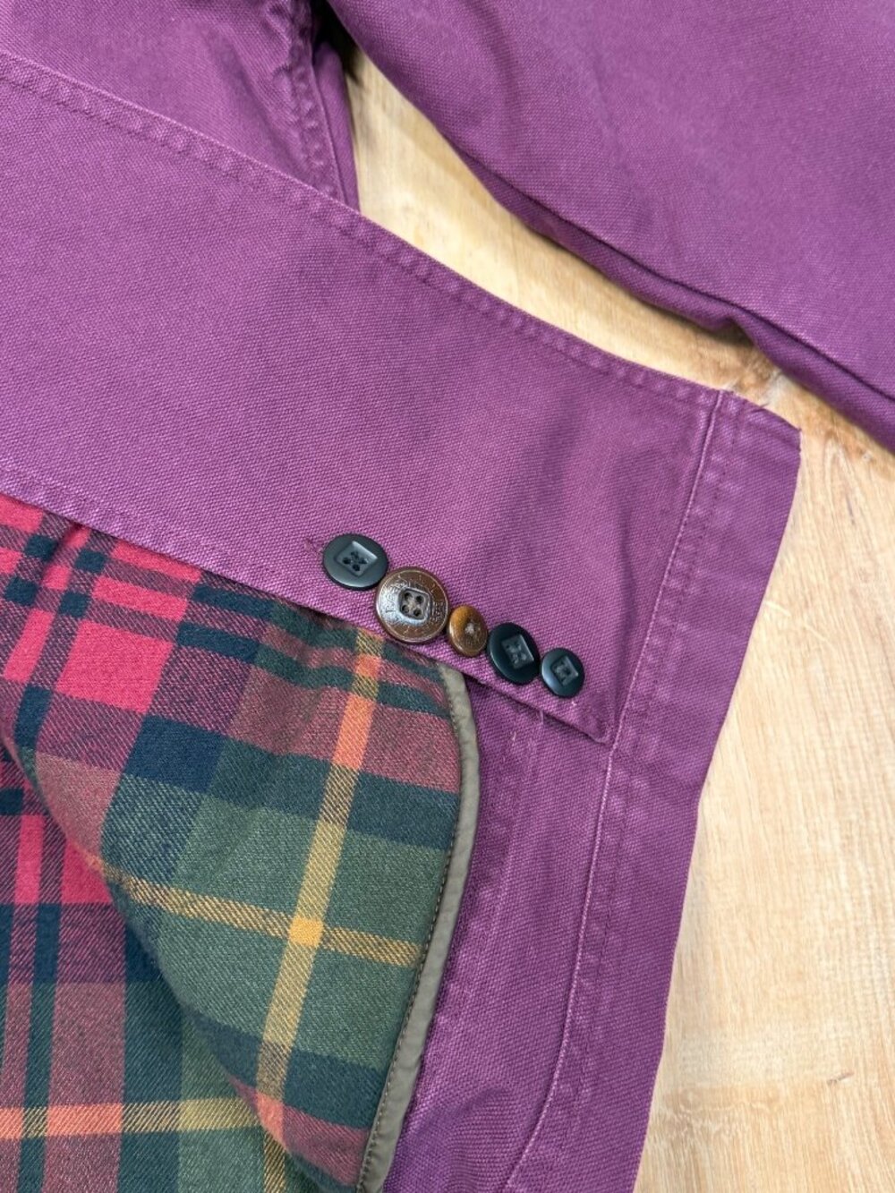 Vintage 90s L.L. Bean Womens Purple Plaid Lined Barn Field Canvas Chore Jacket S - Picture 10 of 11
